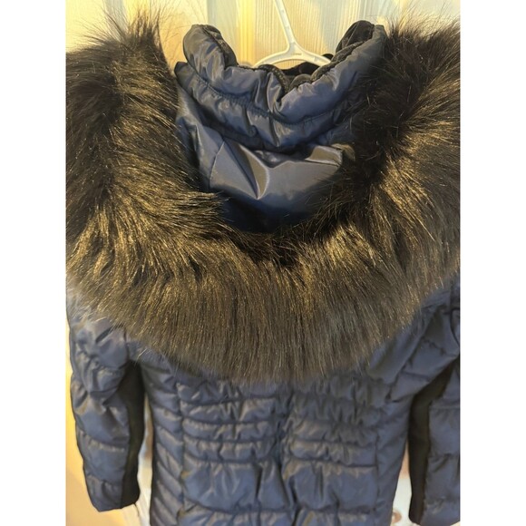 Calvin Klein Performance Navy Coat Womens Sz. M Faux Fur Hooded Puffer Jacket - Picture 3 of 13